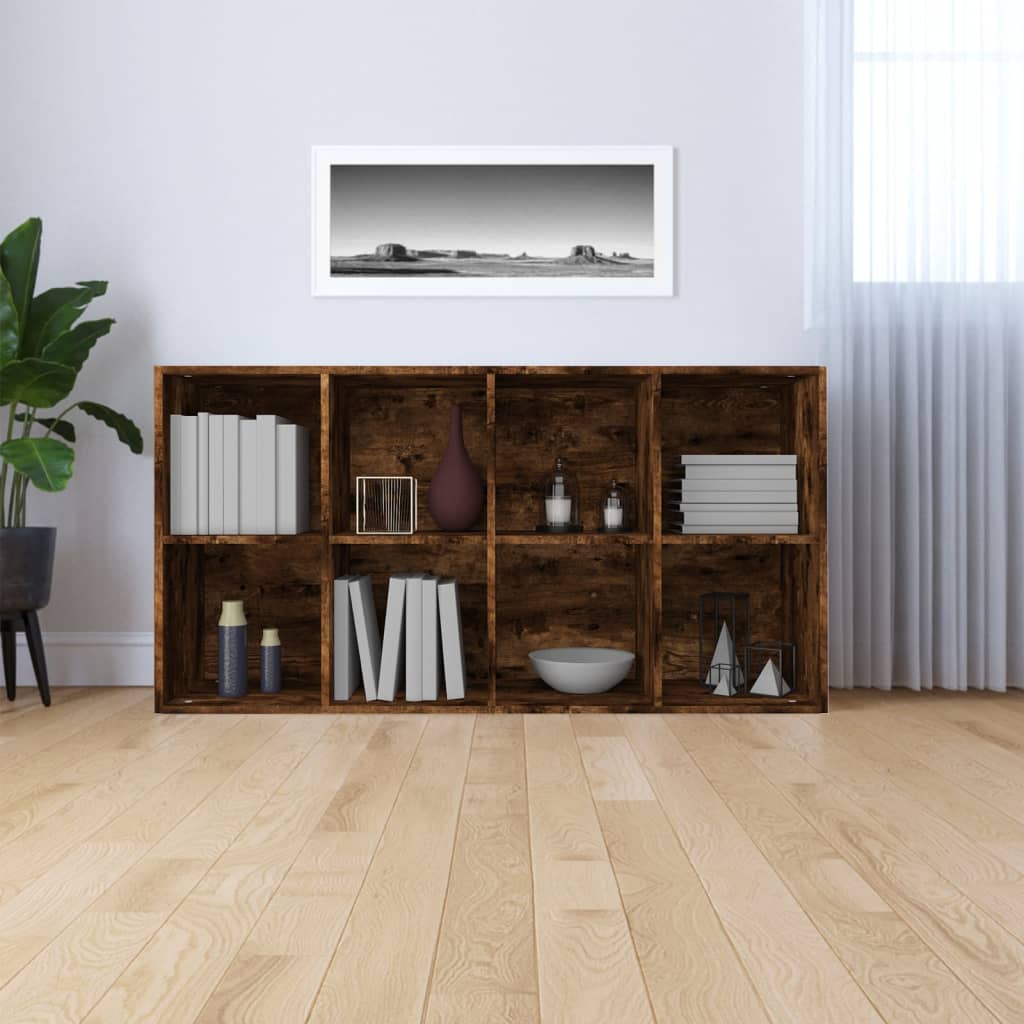 vidaXL Boekenkast 66x30x130 cm bewerkt hout gerookt eikenkleurig afbeelding
