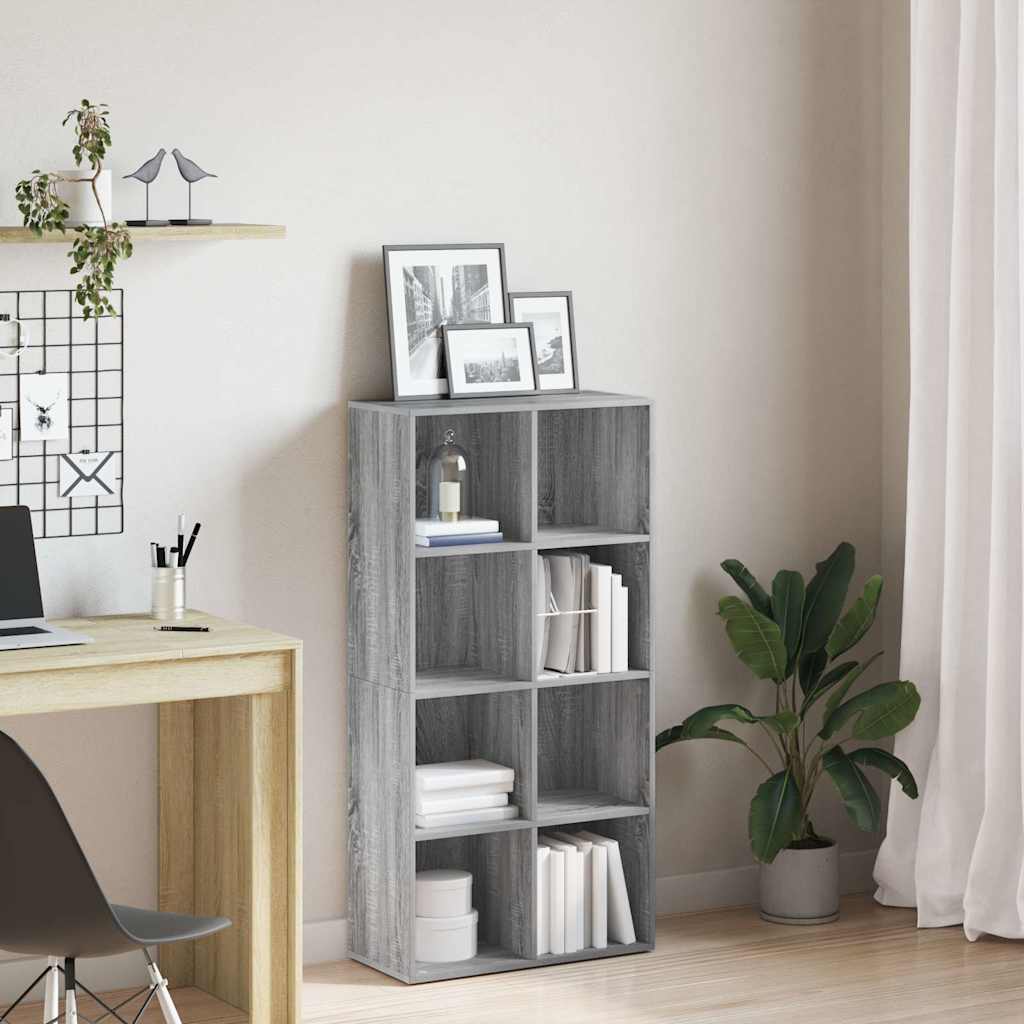 vidaXL Bücherregal/Sideboard Grau Sonoma 66×30×130 cm Holzwerkstoff