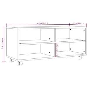 TV skříňka na kolečkách kouřový dub 90x35x35cm kompozitní dřevo - obrázek 7