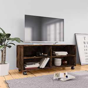 TV skříňka na kolečkách kouřový dub 90x35x35cm kompozitní dřevo - obrázek 1