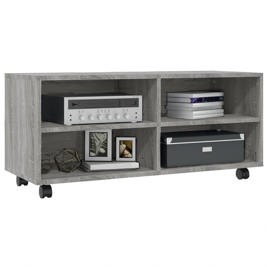 vidaXL szürke sonoma színű szerelt fa TV-szekrény görgőkkel 90x35x35cm