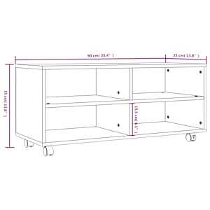 TV skříňka na kolečkách šedá sonoma 90x35x35cm kompozitní dřevo - obrázek 7