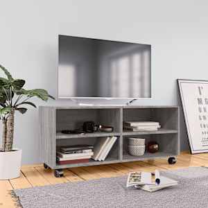TV skříňka na kolečkách šedá sonoma 90x35x35cm kompozitní dřevo - obrázek 1