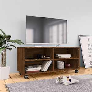 TV omarica s kolesci rjav hrast 90x35x35 cm inženirski les