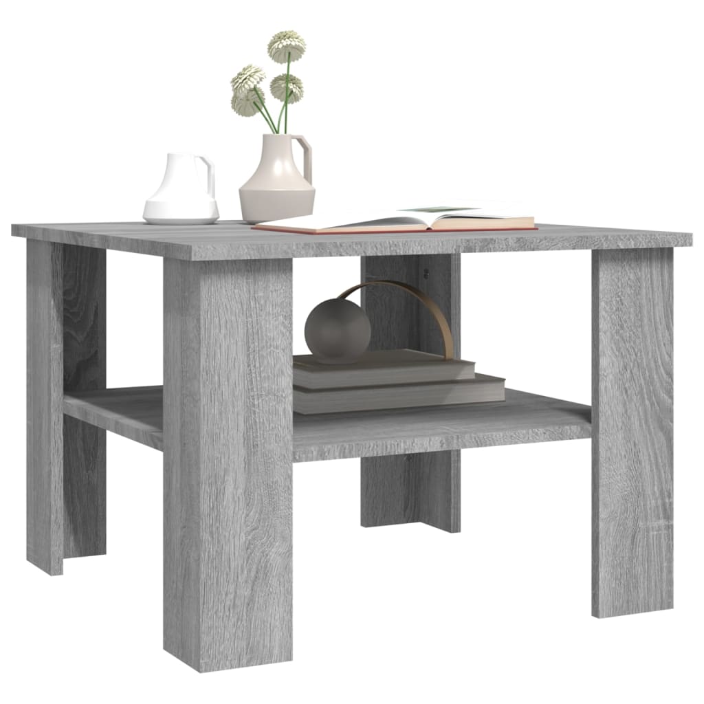 vidaXL Salontafel 60x60x42 cm bewerkt hout grijs sonoma eiken afbeelding
