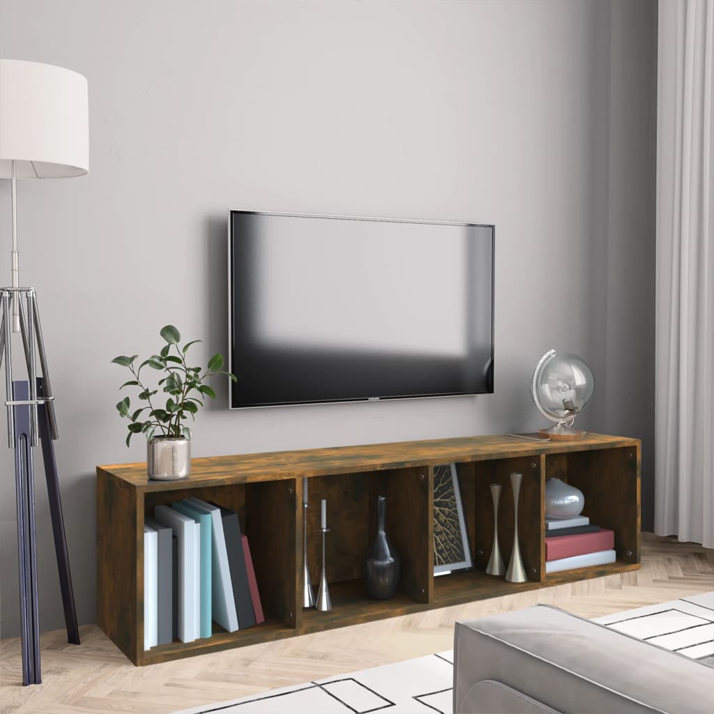 vidaXL bogreol/tv-skab 143x30x36 cm konstrueret træ røget egetræsfarve