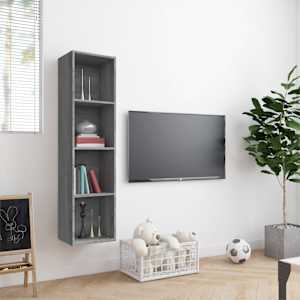 Knihovna / TV skříňka šedá sonoma 143x30x36 cm kompozitní dřevo - obrázek 3