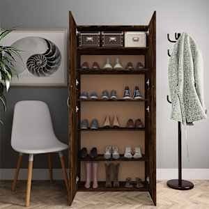 vidaXL Pantofar, stejar fumuriu, 80x35,5x180 cm, lemn prelucrat