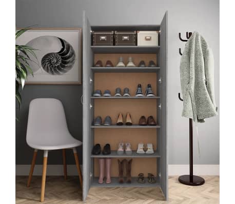 vidaXL Szafa na buty, szary dąb sonoma, 80x35,5x180 cm