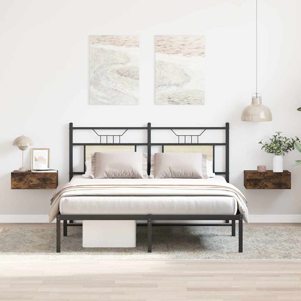 vidaXL væghængte natborde 2 stk. 40x30x15 cm konstrueret træ røget eg