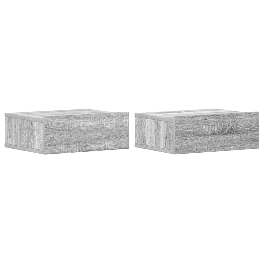 vidaXL Plovoucí noční stolky 2 ks šedé sonoma 40 x 30 x 15 cm kompozit