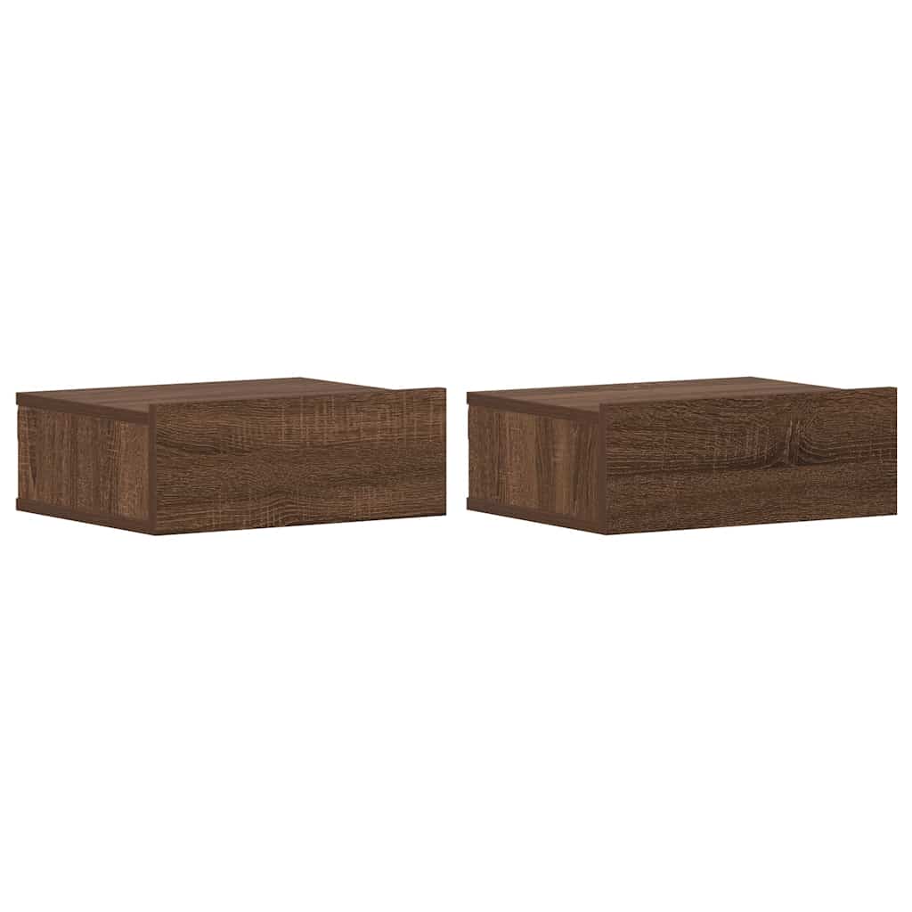 vidaXL Plovoucí noční stolky 2 ks hnědý dub 40 x 30 x 15 cm kompozit