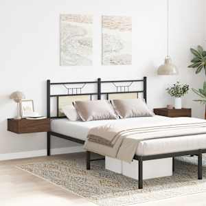 vidaXL Floating Nightstand Set of 2 Brown Oak Engineered Wood Compact