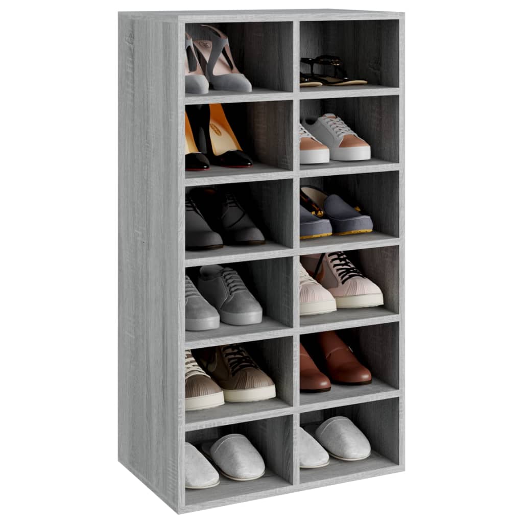 vidaXL Shoe Rack Grey Sonoma 54x34x100.5 cm Engineered Wood