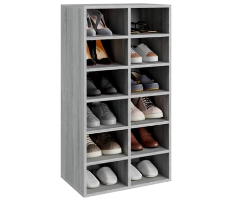 vidaXL Shoe Rack Grey Sonoma 54x34x100.5 cm Engineered Wood