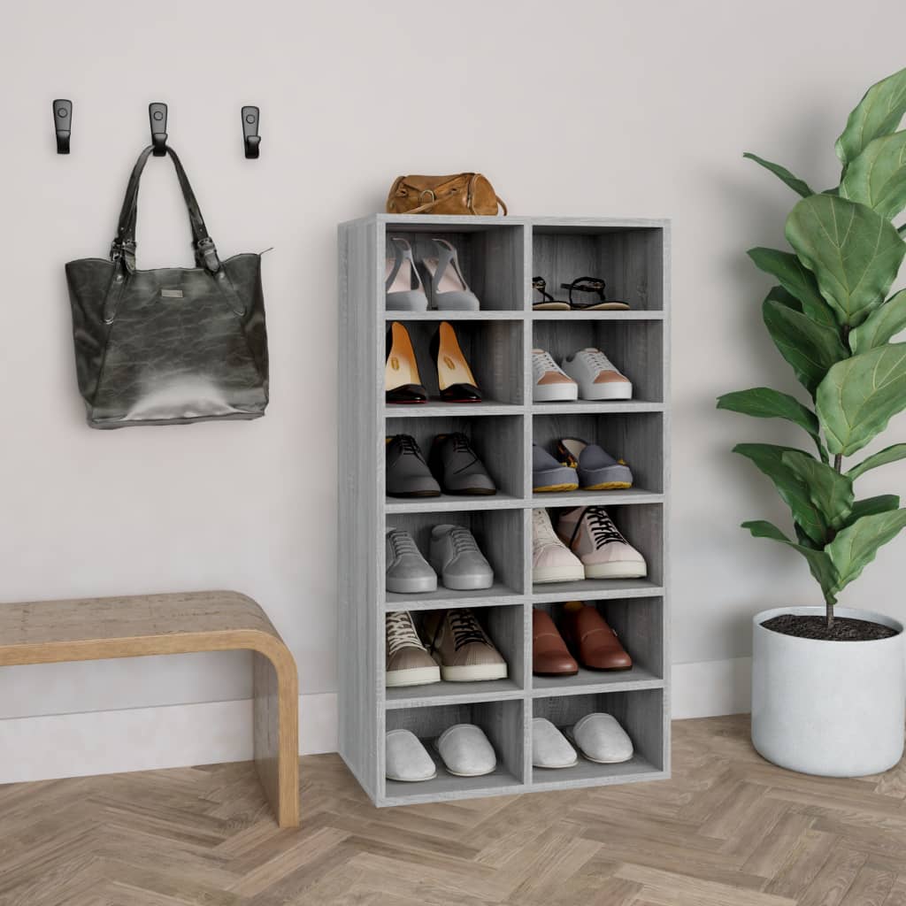 Banco zapatero madera contrachapada gris Sonoma 103x30x48 cm - referencia  Mqm-342613