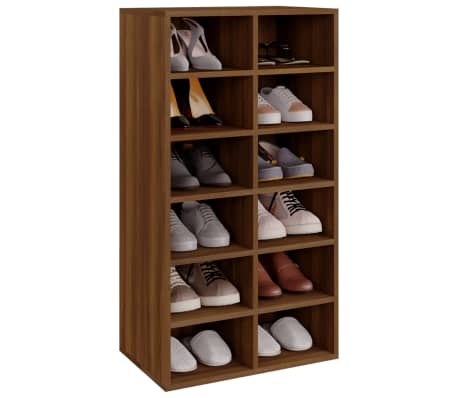vidaXL Етажерка за обувки, кафяво дъб, 54x34x100,5 см, инженерно дърво