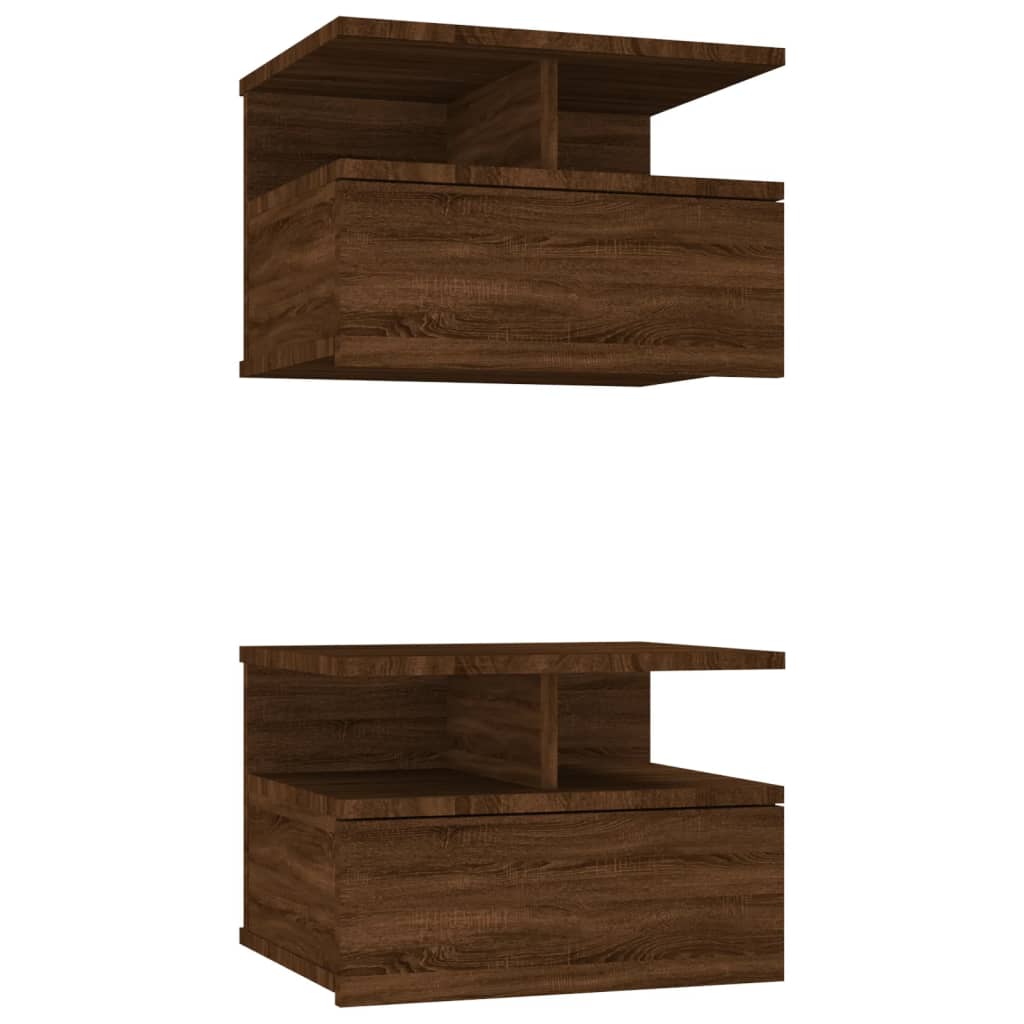  Nástenné nočné stolíky 2 ks hnedý dub 40x31x27 cm sprac. drevo