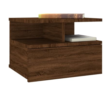 vidaXL منضدة سرير عائمة 2 ق أوك بني 40×31×27 سم خشب صناعي