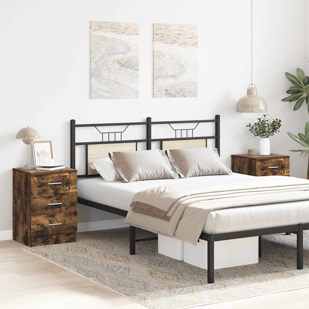 vidaXL Nachtkastjes 2 st 38x35x56 cm bewerkt hout gerookt eikenkleurig afbeelding