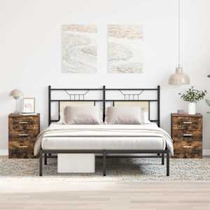 Nočna omarica 2 kosa dimljeni hrast 38x35x56 cm konstruiran les