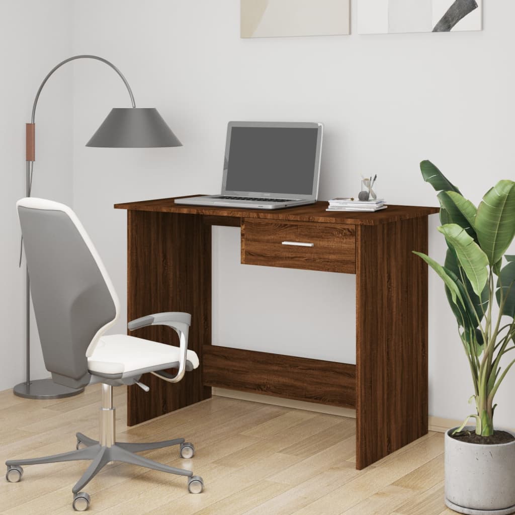 Schreibtisch Braun Eichen-Optik 100x50x76 cm Holzwerkstoff | Stepinfit.de
