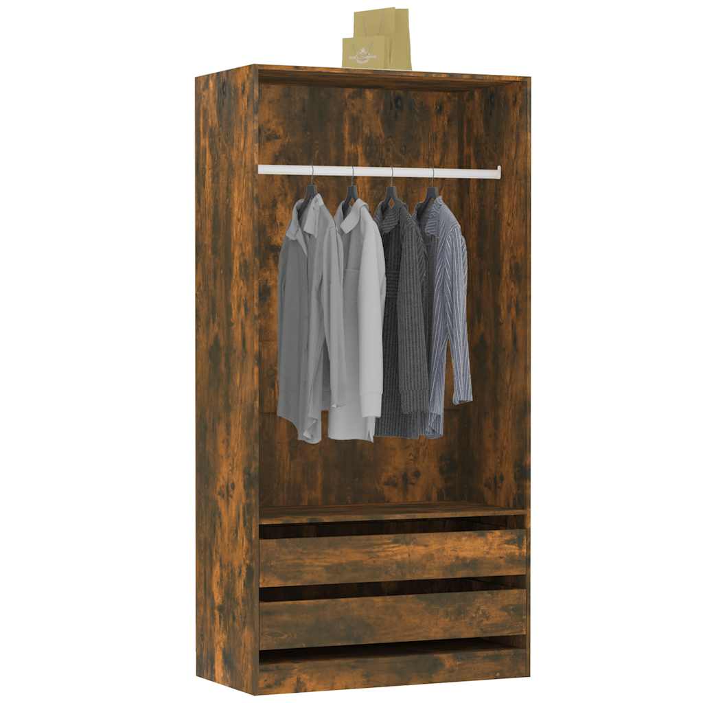 vidaXL Kledingkast 100x50x200 cm bewerkt hout gerookt eikenkleurig afbeelding