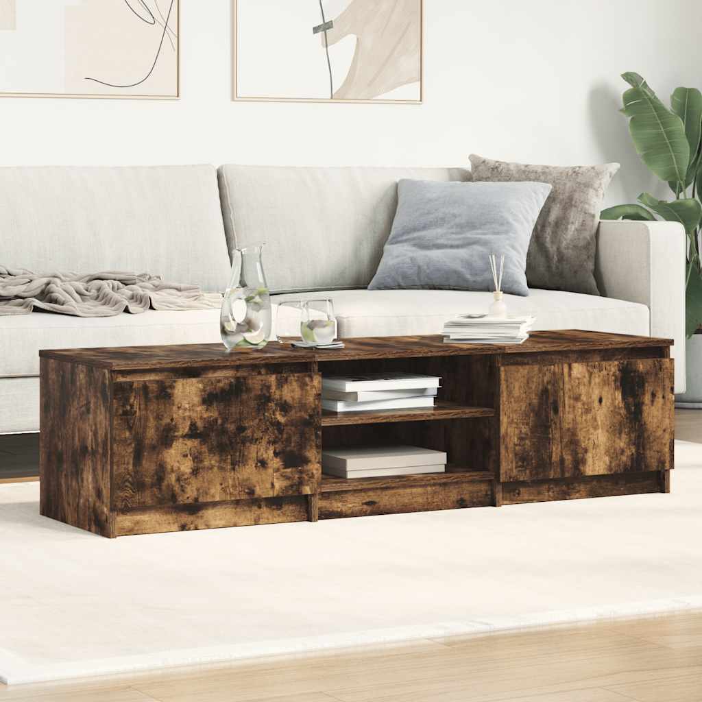 vidaXL Comodă TV, stejar fumuriu, 140x40x35,5 cm, lemn prelucrat