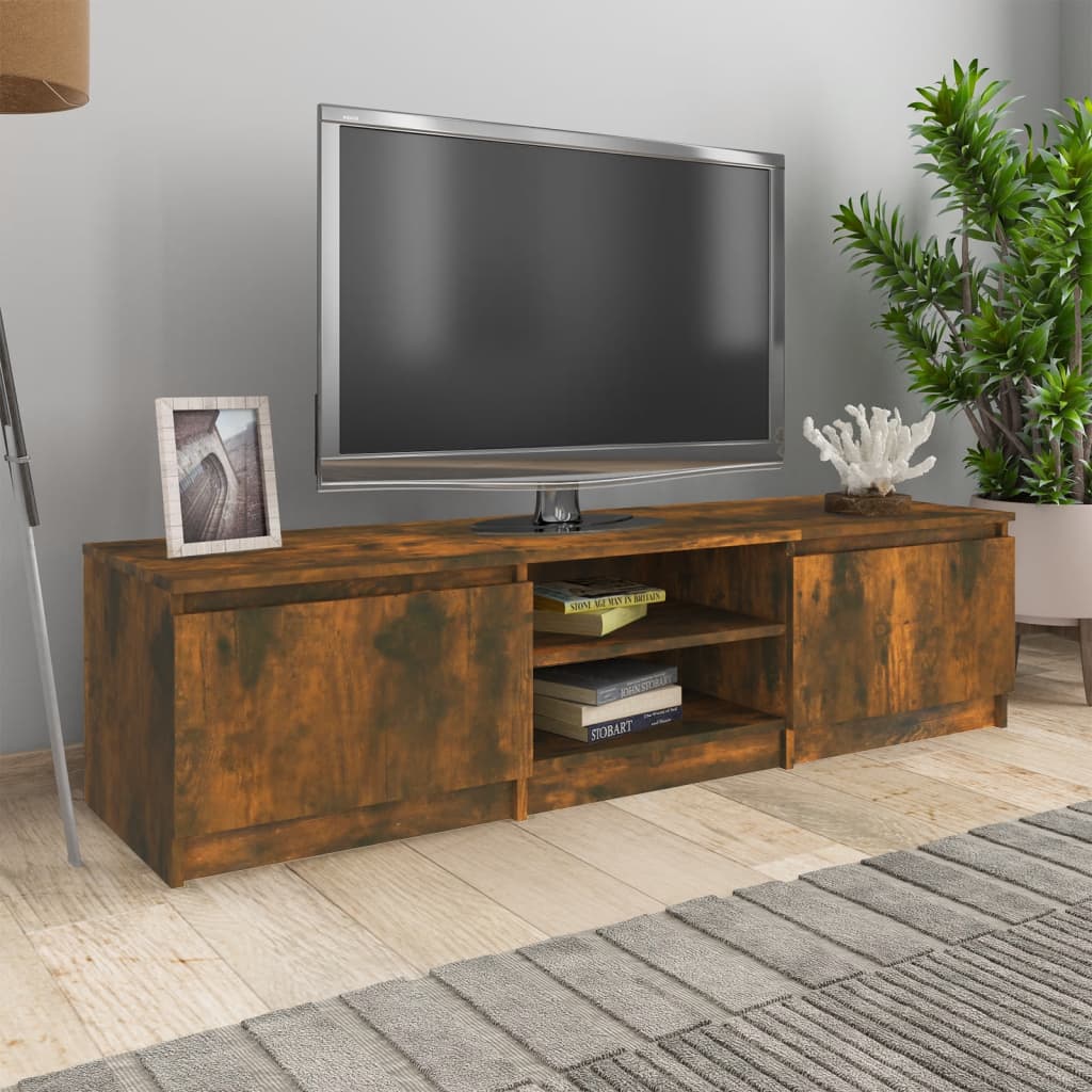 vidaXL Comodă TV, stejar fumuriu, 140x40x35,5 cm, lemn prelucrat