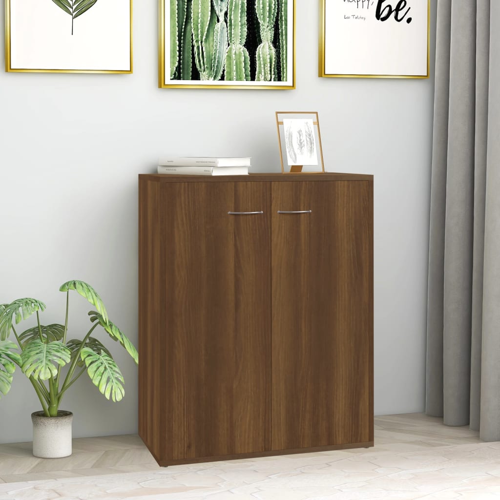 barna tölgy színű szerelt fa tálalószekrény 60 x 30 x 75 cm