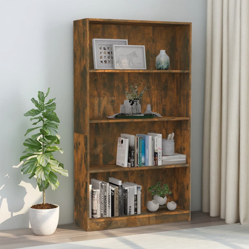 vidaXL Bücherregal 4 Fächer Räuchereiche 80x24x142 cm Holzwerkstoff