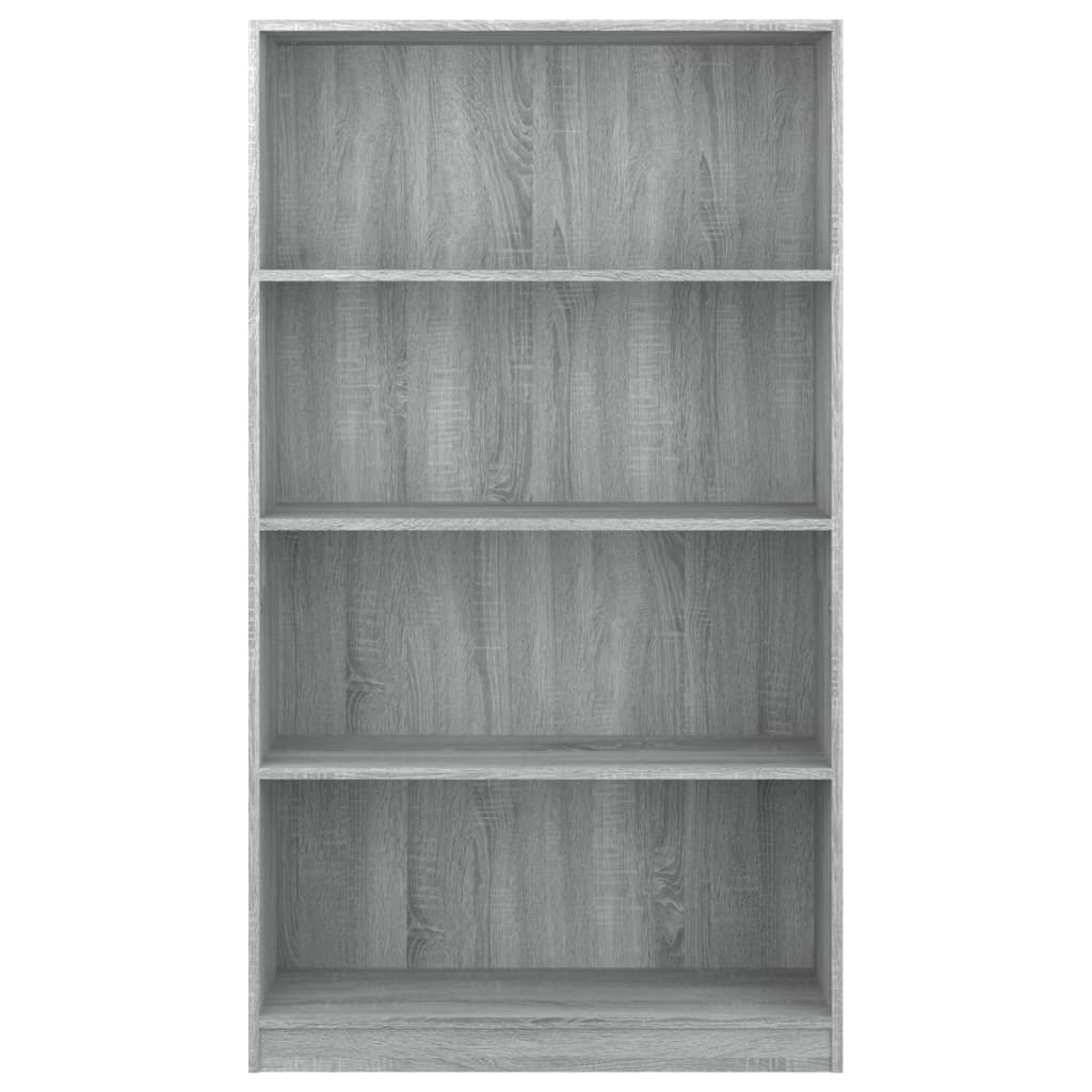 Bibliotecă cu 4 niveluri gri sonoma 80x24x142 cm lemn compozit