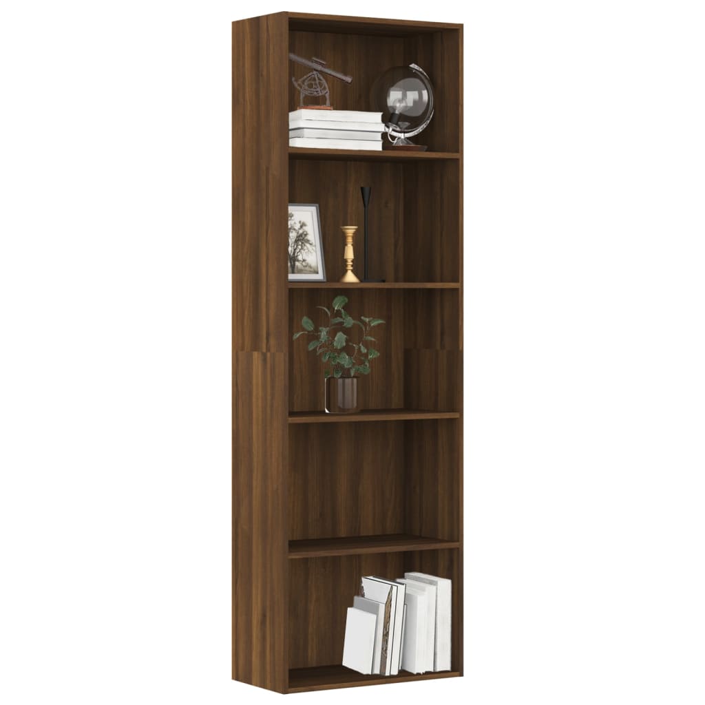 vidaXL 5-Tier Book Cabinet Brown Oak 23.6"x11.8"x74.4" Engineered Wood