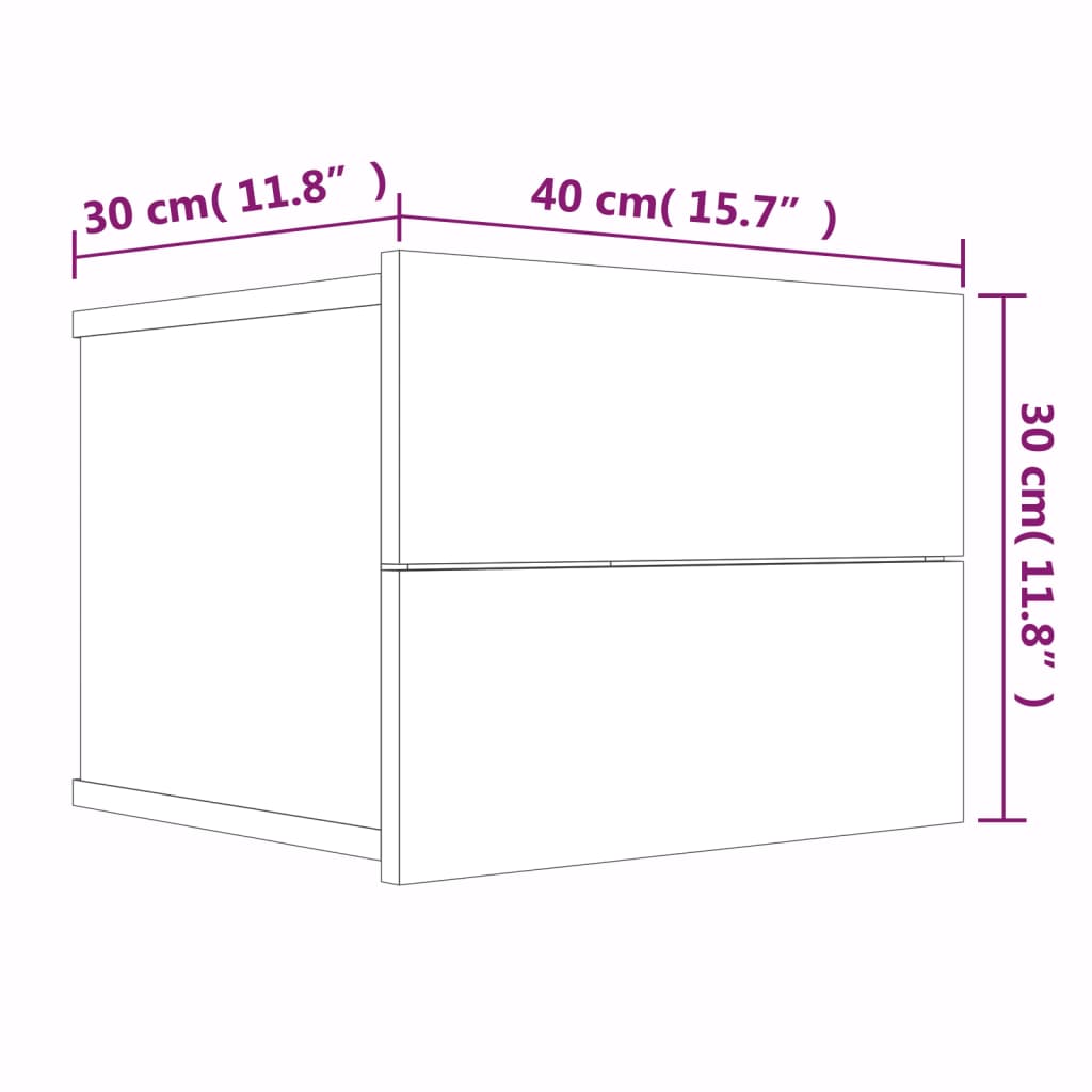 Noptiere, 2 buc., stejar maro, 40x30x30 cm, lemn prelucrat