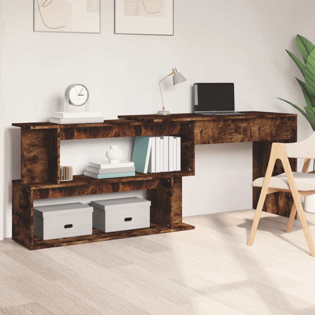 vida XL Eckschreibtisch Räuchereiche 200x 50x 76 cm Holzwerkstoff