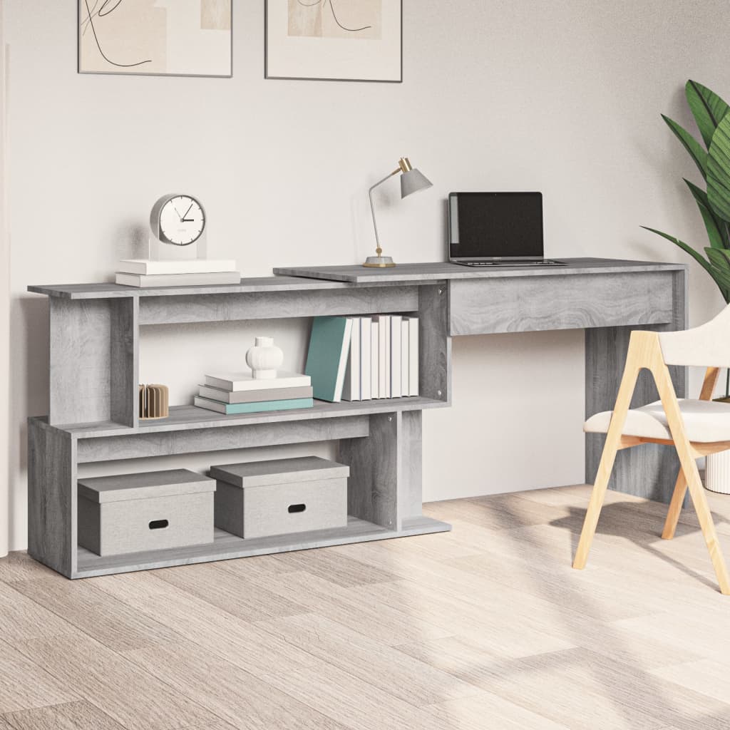 hjørneskrivebord 200x50x76 cm konstrueret træ grå sonoma-eg