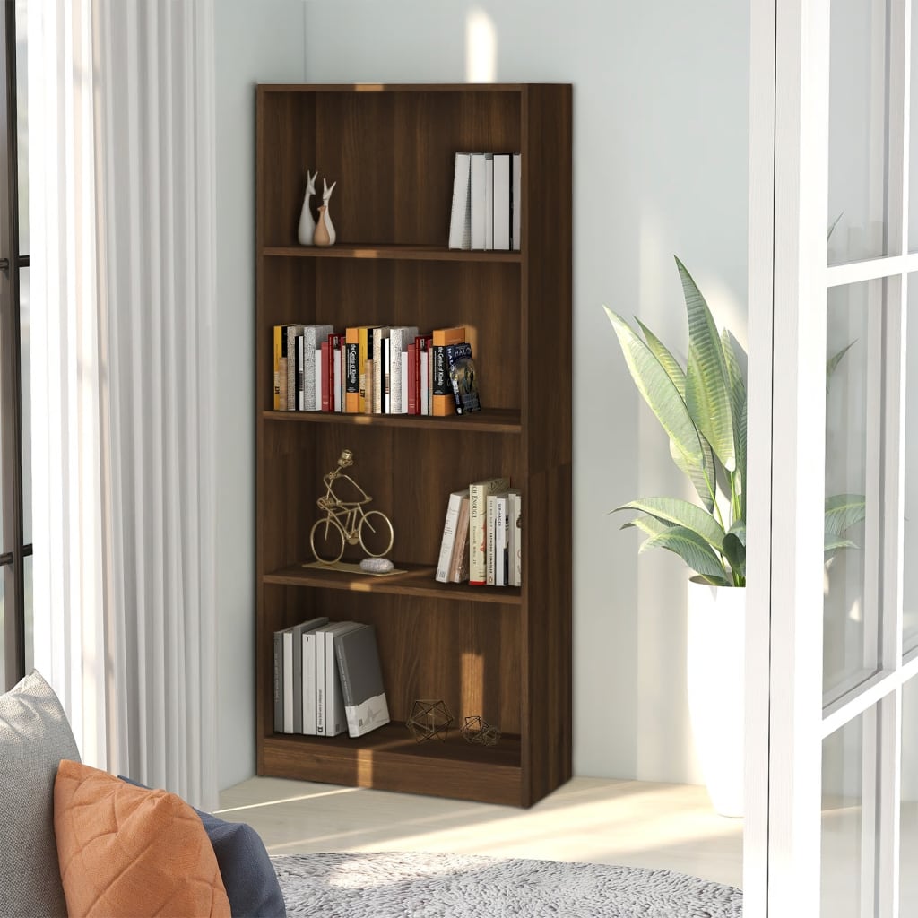 vida XL Bücherregal 4 Fächer Braun Eichen-Optik 60x 24x 142 cm