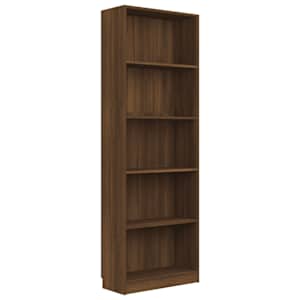 5patrová knihovna hnědý dub 60 x 24 x 175 cm kompozitní dřevo - obrázek 2