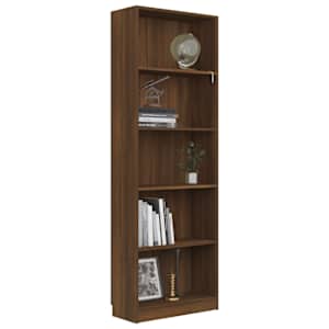 5patrová knihovna hnědý dub 60 x 24 x 175 cm kompozitní dřevo - obrázek 3