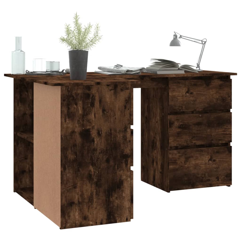 Corner Desk Smoked Oak 145x100x76 Cm Engineered Wood VidaXL 13 width=274