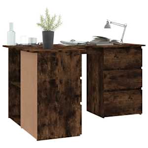 Rohový psací stůl kouřový dub 145x100x76 cm kompozitní dřevo - obrázek 4