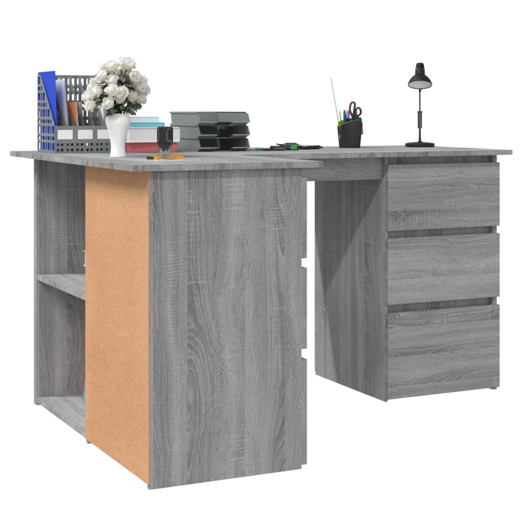  Rohový stôl sivý dub sonoma 145x100x76 cm spracované drevo