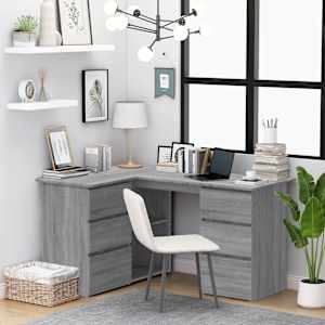 Kotna miza siva sonoma 145x100x76 cm konstruiran les