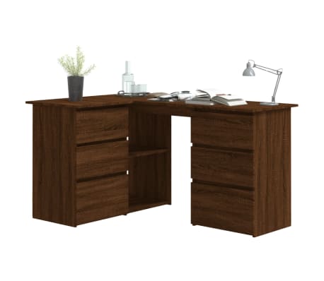 vidaXL Bureau d'angle Ch&ecirc;ne marron 145x100x76 cm Bois d'ing&eacute;nierie