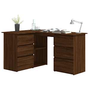 vidaXL Bureau d'angle Ch&ecirc;ne marron 145x100x76 cm Bois d'ing&eacute;nierie