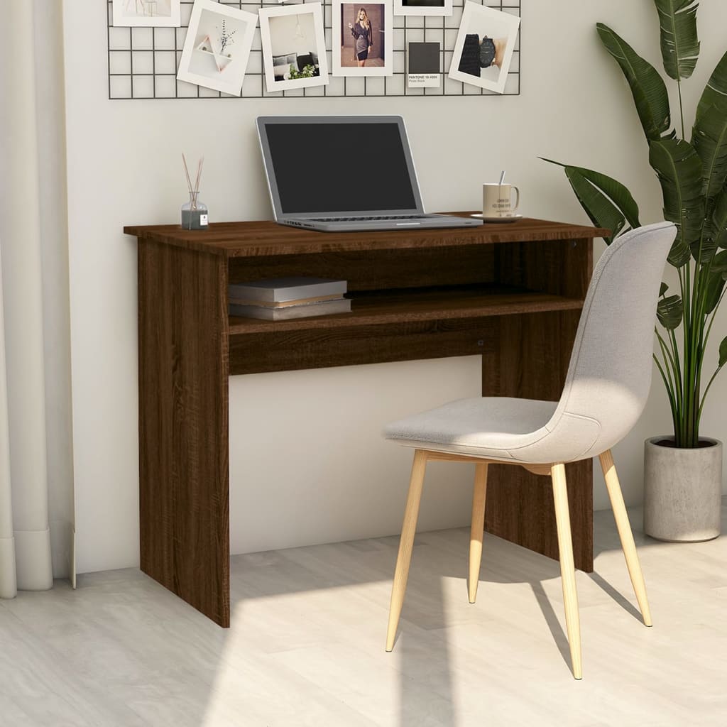 vidaXL skrivebord 90x50x74 cm konstrueret træ brun egetræsfarve