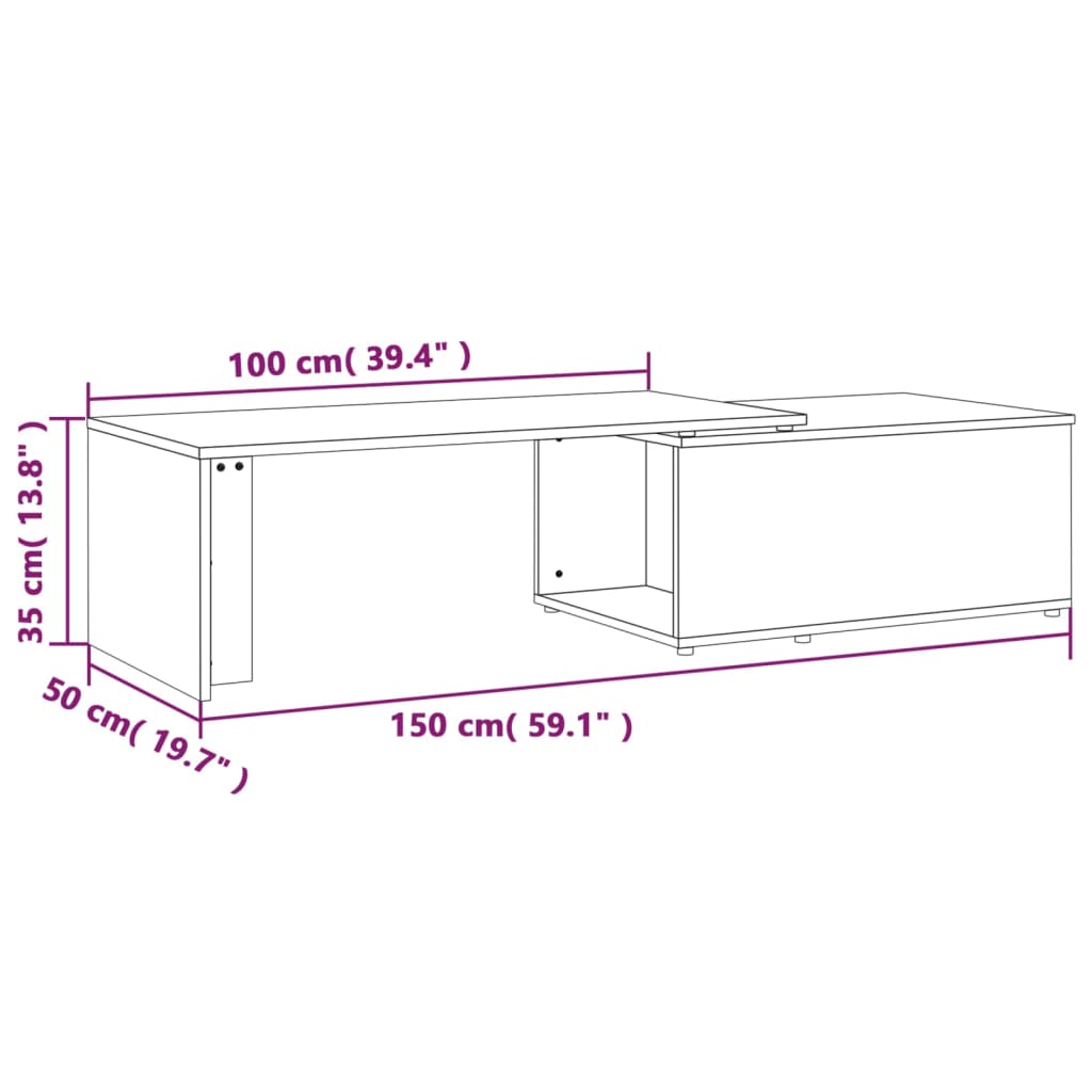 Konferenční stolek kouřový dub 150x50x35 cm kompozitní dřevo