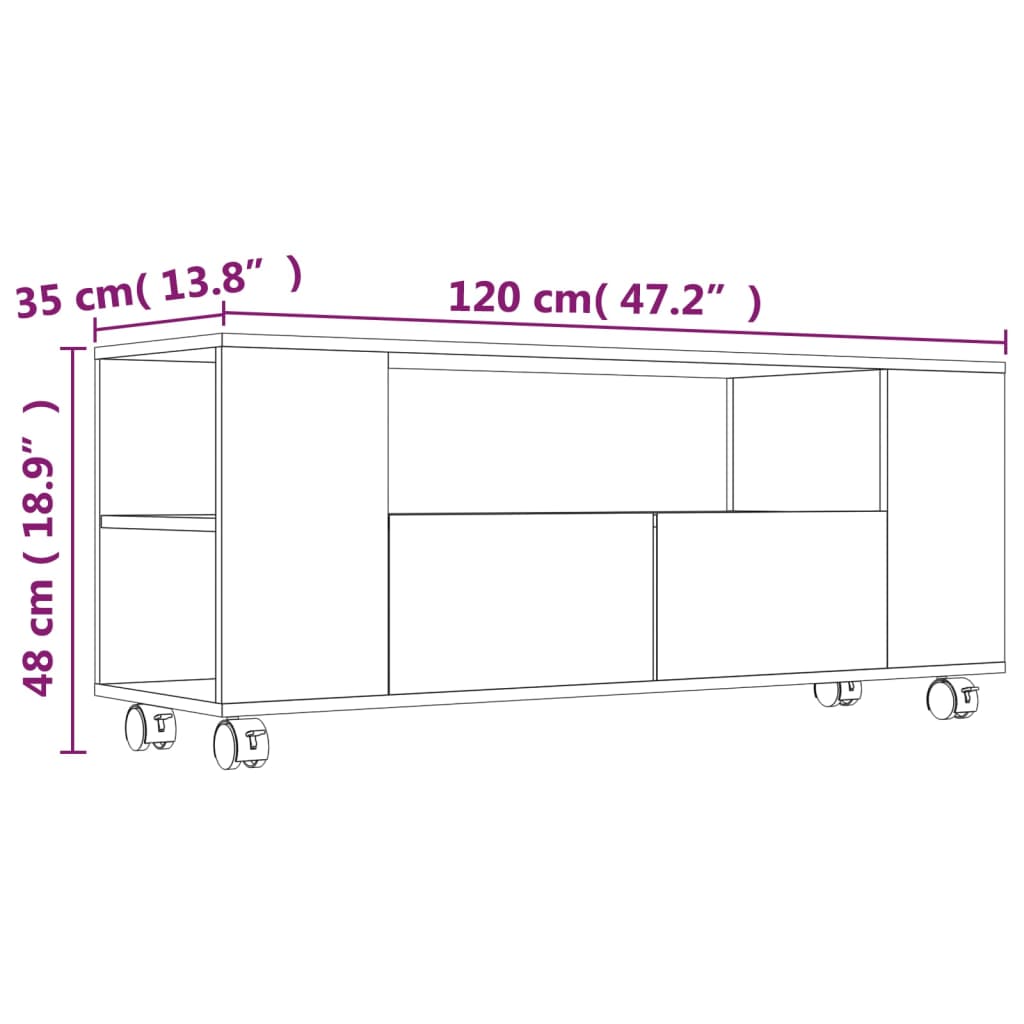 Meuble TV Sonoma gris 120x35x43 cm Bois d’ingénierie | meublestv.fr 7
