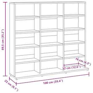 Skříňka na CD hnědý dub 100 x 23 x 89,5 cm kompozitní dřevo - obrázek 7