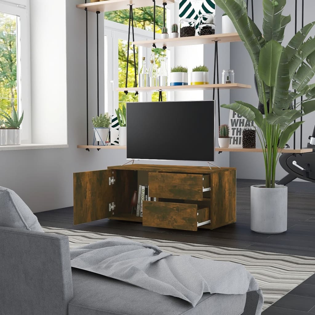 Televizoriaus spintelė, dūminio ąžuolo, 80x34x36cm, mediena | Stepinfit.lt
